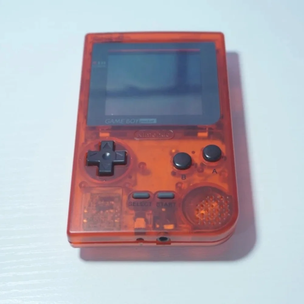 Clear Red Nintendo Game Boy Pocket Light (MGB-001) with Backlit IPS Screen